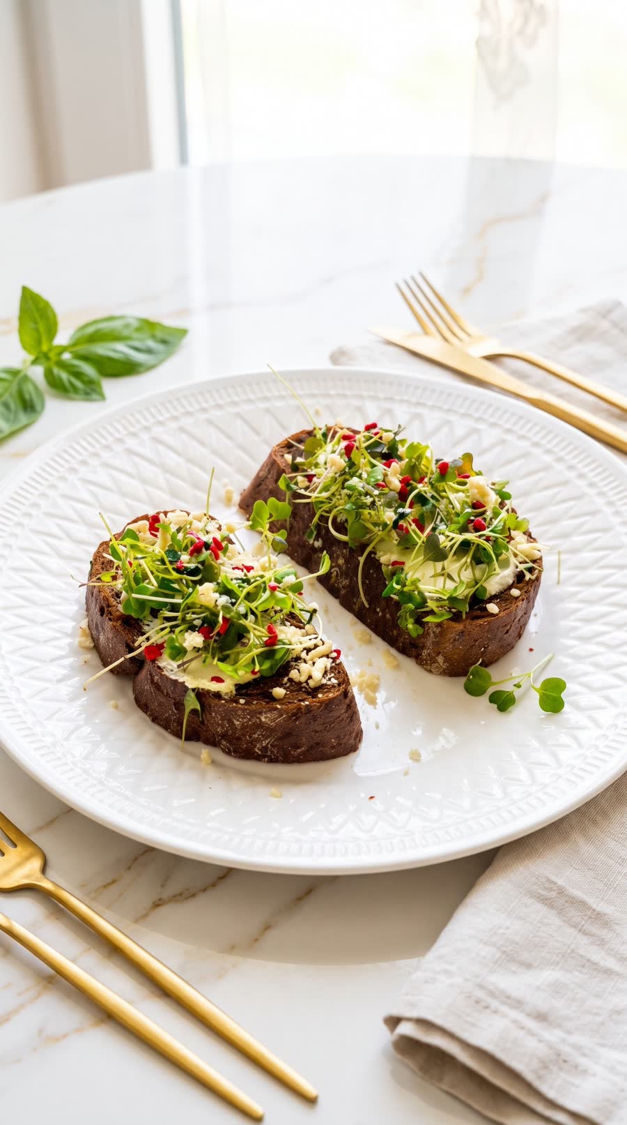 Тосты с творожным сыром и микрозеленью